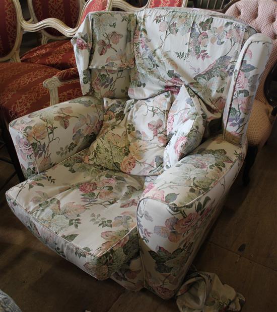 Upholstered wing armchair